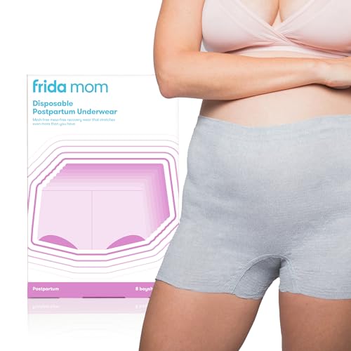 Frida Mom Postpartum Disposable Underwear, Boyshort Cut, 100% Cotton Microfiber, Super Soft, Stretchy, Breathable, Wicking, Latex-Free, Size Regular, 8 Count