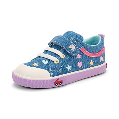 See Kai Run - Kristin Sneaker for Little Kids, Chambray/Happy, Toddler 10