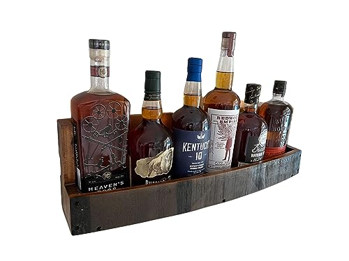 RELODECOR Whiskey & Wine Barrel Shelf: Wall-Mounted Wooden Display Rack for Displaying Liquor Bottles, Rustic Bourbon Whiskey Barrel Wine Rack, Perfect for Home Bar and Wine Enthusiasts or Fathers