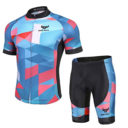Men's Cycling Jersey Set - Reflective Quick-Dry Biking Shirt and 3D Padded Cycling Bike Shorts