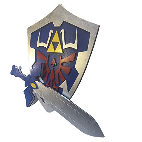 17 Inch Master Sword and 14 Inch Hylian Shield, Sized for Teenager or Petite Adult, Fan Inspired from Legend of Zelda, Handmade Wooden Shield and Sword for Cosplay (Pretend Play) or Wall Decoration