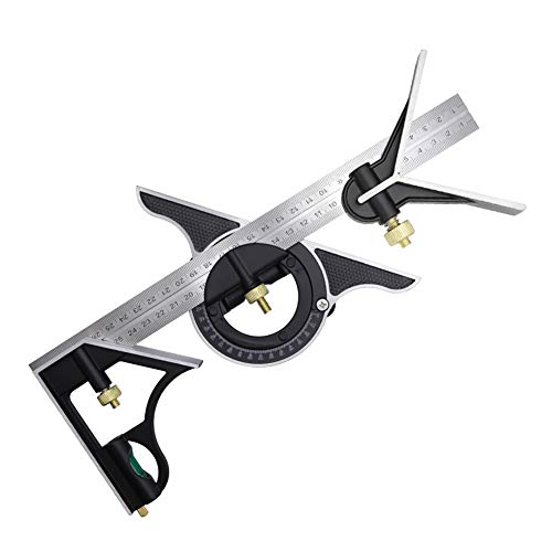 DUEBEL Combination Square 12” Horizontal Square Stainless Steel Multi-Function Carpentry Squares Right 90 Degree Angle Ruler Woodworking Square