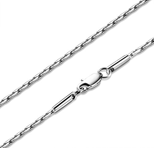 FOSIR Mens Womens Surgical Stainless Steel Thin Chain Necklace 2mm,18-30 Inch