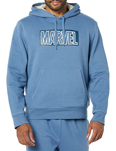 Amazon Essentials Men's Disney Sherpa-Lined Pullover Hoodie Sweatshirts, Marvel Logo, X-Large