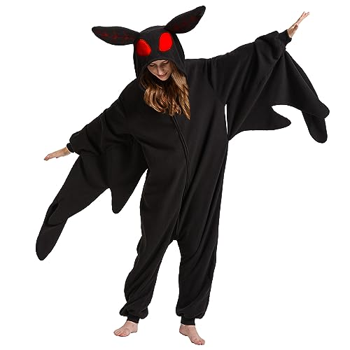 WAWRTOU Mothman Costume Halloween Onesie Adult Cosplay Animal One-Piece Pajamas Christmas Sleepwear for Women Men