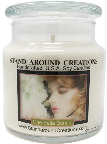 Premium 100% Soy Apothecary Candle - 16 oz. - Che Bella Donna: Femininity are Personified w/ Citrus Notes w/ Romantic Floral Tuberose, Lily w/ Carnation. Similar to Paris by Yves Saint Laurent.