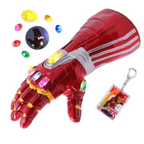Electronic Infinity Gloves Adult Iron-man Infinity Gauntlet Glove LED 3 Light Up Mode Infinity Stones With Removable Magnet model Cosplay Prop for Birthday's Halloween Christmas Gift (Adult Size).