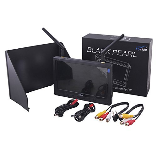 Flysight 32ch Black Pearl monitor with Integrated Battery (RC801) and easy folding sun hood
