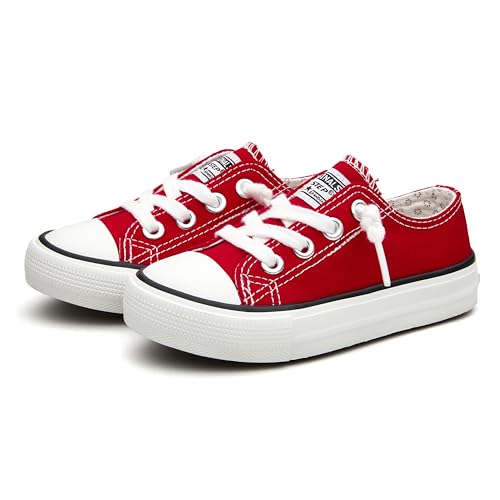 Weestep Toddler Little Kid Boys and Girls Classic Cotton Slip On Sneakers(11 Little Kid, Classic Red)