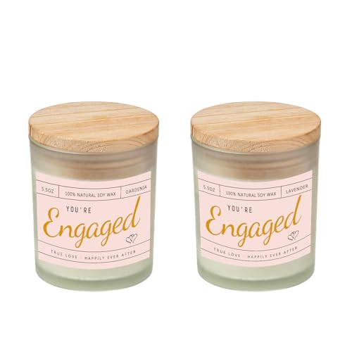 TEAMAS 2 Pack Engagement Candle Gift for Couples,Bridal Shower Gift,Engagement Gifts for Women, Engaged Gifts for Her, Engaged Candle