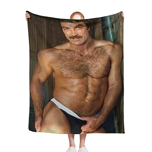Throw Blanket Funny Tom Selleck Blanket Ultra-Soft Flannel Blanket Home Decor Gift for Children/Adults 50in×40in