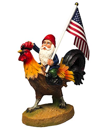 Funny Guy Mugs Gnome Riding A Rooster Garden Gnome Statue- Indoor/Outdoor Garden Gnome Funny Sculpture for Patio, Yard or Lawn