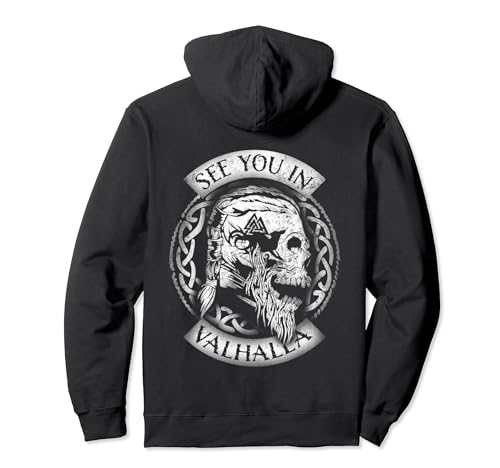 See You in Valhalla - Nordic Norse Viking Warrior Skull Pullover Hoodie