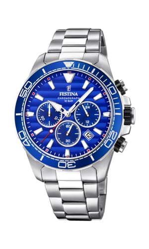 Men's Watch Festina - F20361/2 - Chronograph - Quartz - Date - AM/PM - Steel and Blue - Stainless-Steel Strap