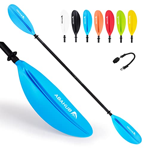 Abahub 1 x Kayak Paddles, 90.5 Inches Kayaking Oars for Boating, Canoeing with Free Paddle Leash, Aluminum Alloy Shaft Blue Plastic Blades