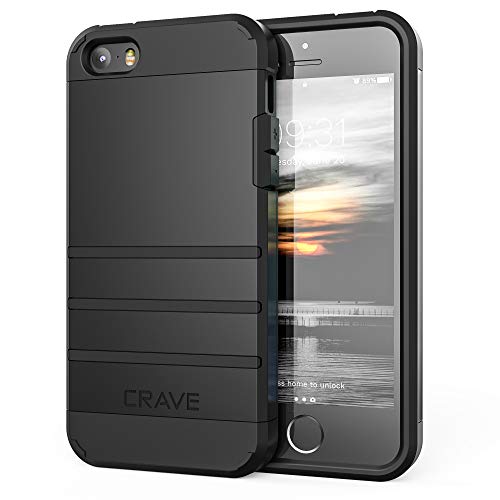Crave Case for iPhone SE Case, iPhone 5s, Strong Guard Protection Series Heavy-Duty Case for iPhone 5 5s SE - Black