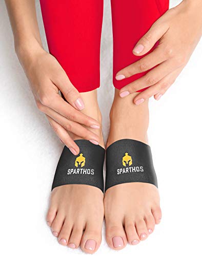 Sparthos Arch Support Sleeve - Plantar Fasciitis Support Brace - Foot Feet Brace, Ankle Pain Relief, Night Splint - Achilles Tendon Massager Flat Heel Wrap - for Men and Women (Black-XL)