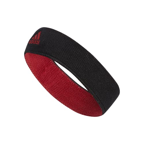 adidas Interval Reversible Terricloth Elastic Headband, Black/Team Power Red, One Size