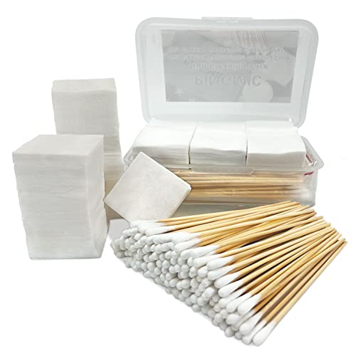 Gun Cleaning Supplies in Storage Box - Gun Cleaning Patches 300PCS and Gun Cleaning Swabs 200PCS, 6' Long Cotton Swabs, 2' x 2' Lint Free Gun Cleaning Cloth Fit Most Caliber Firearms .30/.38 cal/ 9 mm