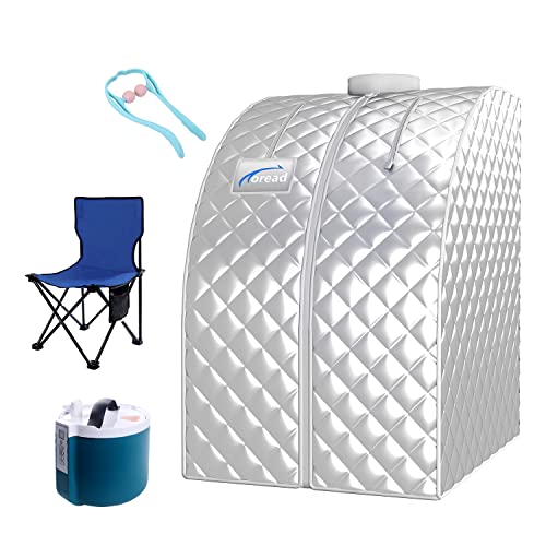 TOREAD Single Person Sauna Portable Folding Steam Sauna with 1000W&2L steam Generator, Personal Sauna Tent for Relaxation, Fast Heating in 6 Min, with Remote Control, Silver