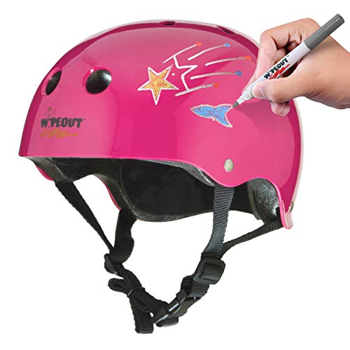 Wipeout Dry Erase Kids Helmet for Bike, Skate, and Scooter, Neon Pink Youth M 5+