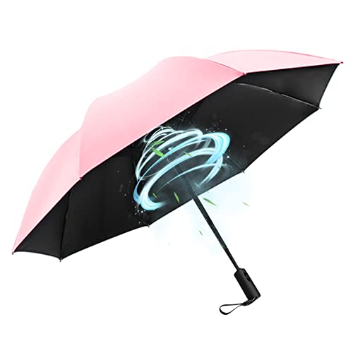 WOOLALA Portable Umbrella with Fan, UPF 50+ Sun and Rain Umbrella Travel Umbrella with Personal Cooling Fan, 2600mAh USB Rechargeable, Folding Compact Umbrella for Hot Summer