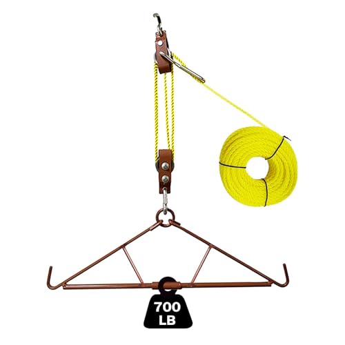 Atflbox Game Hoist Gambrel with 700lb Capacity Deer Hanger and Elk Dual Pulley Hoist Lift System, Hunting Game Hanging Kit for Deer Butcher, Deer Hunting Accessories Gifts for Men