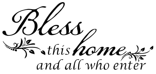 Decaltor Bless This Home and All who Enter - Vinyl Wall Decal Entryway Living Room Décor Art Letters Quotes Stencil