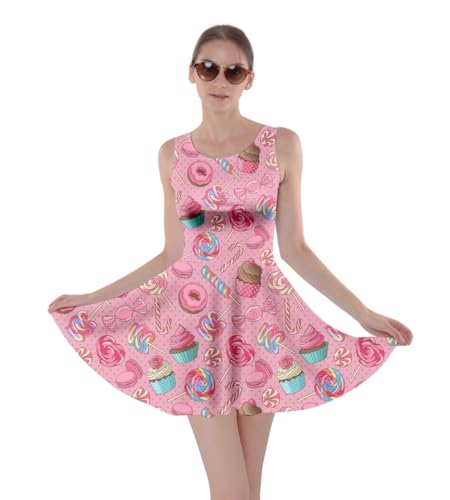 Womens Casual Swing Dress Yummy Colorful Sweet Lollipop Candy Skater Dress,M