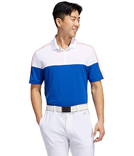 adidas Golf Ultimate365 Striped Polo, White/Team Royal Blue, Medium
