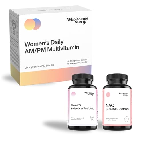 Wholesome Story Vaginal Health Bundle: Premium Bioavailable Daily Multivitamin for Women | Postbiotic and Probiotics for Women Digestive Health | NAC Supplement N-Acetyl Cysteine 600 mg