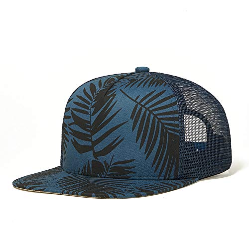 Palm Plants Leaves Print Snapback Mesh Hats,Tropical Ferns Leaf Flat Bill Brim Dad Trucker Hat,Hip Hop Men Women Baseball Caps