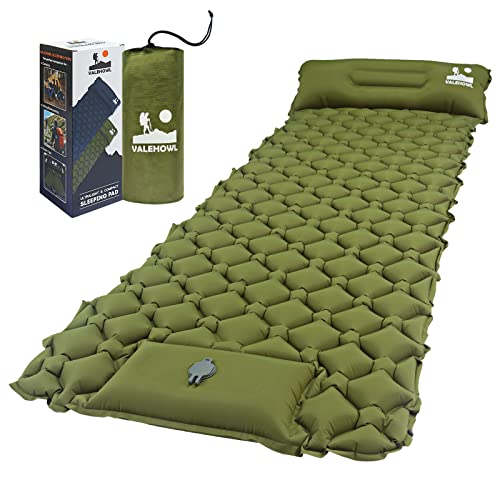 VALEHOWL Sleeping Pad for Camping, 79' x 27' Comfort Inflatable Camping Mattress with Pillow, Lightweight Sleeping Mat for Outdoor, Backpacking, Hiking