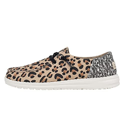 Hey Dude Women's Wendy Funk Cheetah Collage Size 9 | Women’s Shoes | Women’s Lace Up Loafers | Comfortable & Light-Weight