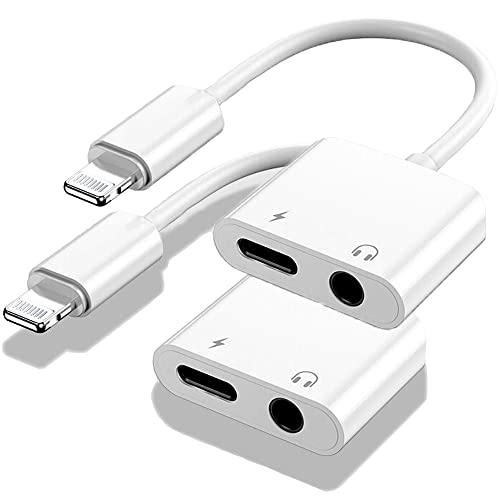 Aprolink Apple MFi Certified 2 Pack Lightning to 3.5mm Headphones Jack Adapter for iPhone Dongle 2 in 1 Charger and Aux Audio Splitter Adapter Compatible with iPhone 14 13 12 11 XS XR 8 7