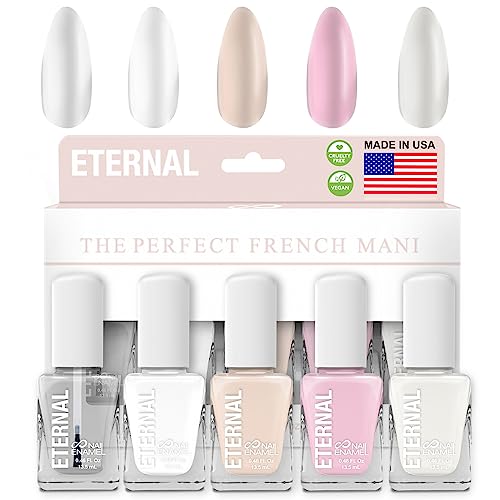 Eternal White Nail Polish Set for Women (OH LA LA) - Clear Nail Polish Set for Girls - Lasting & Quick Dry Light Non Toxic Nail Polish Kit for Home DIY Mani Pedi - Made in USA, 13.5mL (Set of 5)