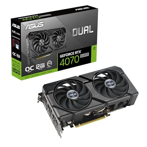 ASUS Dual GeForce RTX 4070 Super EVO OC Edition 12GB GDDR6X (PCIe 4.0, 12GB GDDR6X, DLSS 3, HDMI 2.1a, DisplayPort 1.4a, 2.5-Slot Design, Axial-tech Fan Design, 0dB Technology, and More)
