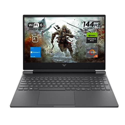 HP Victus 15 Gaming Laptop, 15.6' FHD 144Hz Display, AMD Ryzen 5 7535HS, 16GB DDR5 RAM, 512GB PCIe M.2 SSD, NVIDIA GeForce RTX 2050, HDMI, Webcam, Backlit Keyboard, Wi-Fi 6, Windows 11 Home, Silver