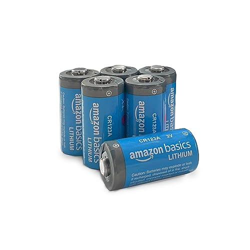 Amazon Basics 6-Pack CR123A Lithium Batteries, 3 Volt, 10-Year Shelf Life