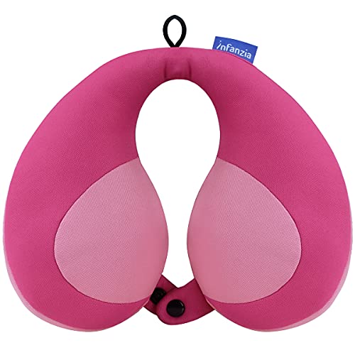 INFANZIA Kids Chin Supporting Travel Neck Pillow, Comfortably Supports/ Prevent Head from Falling Forward - Gifts for Toddler/Child, Pink