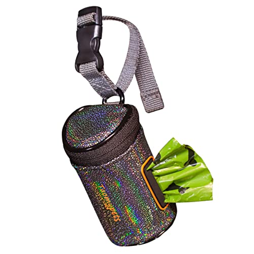 Taomypets Poop Bags Holder for Dog Leash Attachment, NEW Durable Anti-Bite Microfiber Leather, Adjustable Length Quick-Release Buckle