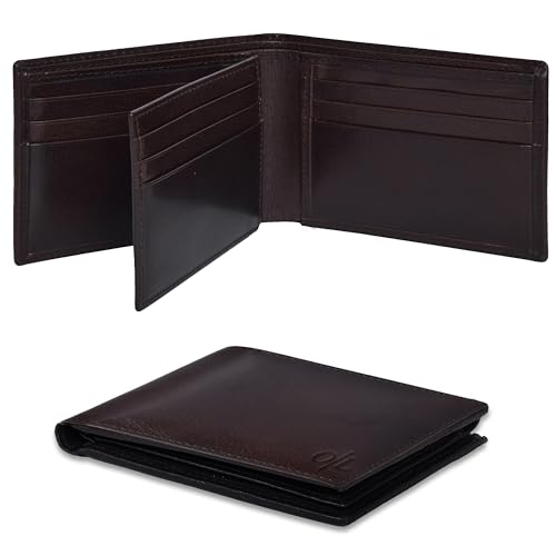 Mens Slim Wallet | Minimalist Brown Leather Fabric | Rfid Blocking | Bill fold Credit Card Holder | Gifts For Men