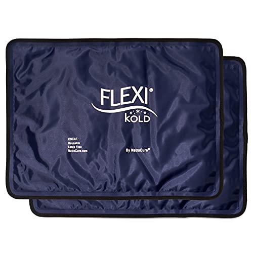 2 FlexiKold Gel Ice Packs (Standard Large: 10.5' x 14.5') - Reusable Cold Pack for Injuries, for Back Pain Relief, Migraine Relief Pad, After Surgery, Postpartum, Headache, Shoulder - 6300-COLD 2PK