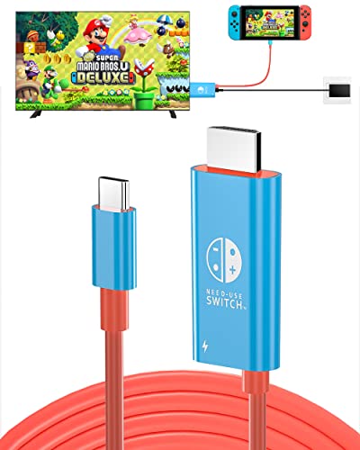 YIGORN TV Docking Station for Nintendo Switch, Portable TV Dock Station Replacement for Official Nintendo Switch with HDMI and Charge Port (【Blue+Red】)