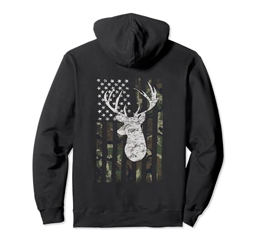Buck Deer Hunting Camouflage Flag Hunter Hoodie Pullover Hoodie