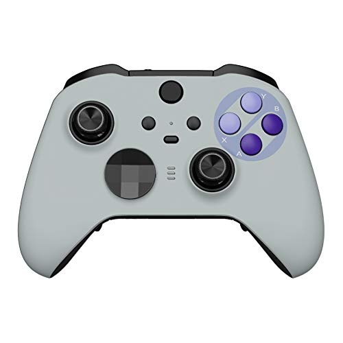 eXtremeRate Classic SNES Style Faceplate Cover, Soft Touch Front Housing Shell Case Replacement Kit for Xbox One Elite Series 2, Xbox Elite 2 Core Controller Model 1797 - Accent Rings Included