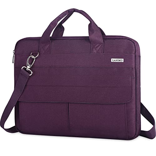 LANDICI Laptop Bag Case 17 17.3 inch for Women, Waterproof Computer Sleeve Cover Compatible with MacBook 17, 17-18 inch HP Acer Dell Lenovo ASUS Laptop, Slim Briefcase with Shoulder Strap, Purple