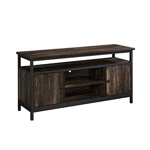 Sauder Steel River Metal & Wood Credenza with Doors, for TVs up to 60', Carbon Oak
