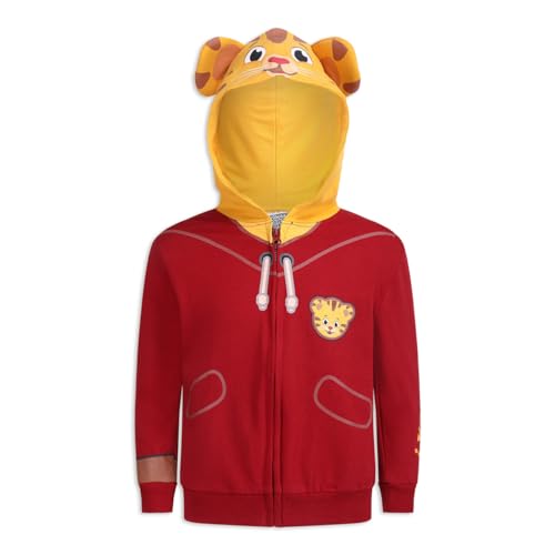 Birsppy Fred Rogers Company Boy's Daniel Tiger Hooded Jacket with Ears, Red, Size 3T