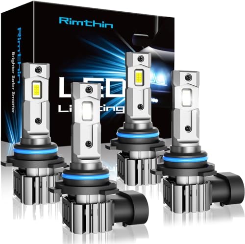 rimthin 9005/HB3 9006/HB4 Bulbs Combo, 6000K Cool White Fog Light Bulbs, Plug and Play, Pack of 4